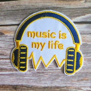 3/13$ Music Is My Life Retro Vintage Headphones Embroidered Iron on Patch
